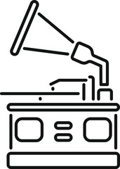 Poster - This minimal line icon represents a gramophone playing music, perfect for themes like entertainment and music