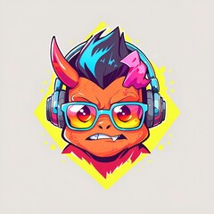 Wall Mural - Cool Demon with Headphones