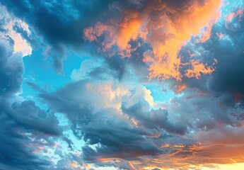 Wall Mural - Dramatic Sunset Sky with Fluffy Clouds