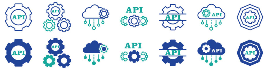 Poster - API vector icon. software integration illustration sign. application symbol. Cloud logo. development sign or logo. stock vector. eps 10. illustration.