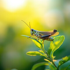 Wall Mural - Grasshopper isolated on summer background