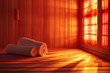 © Alexandra - Warm light is illuminating an infrared sauna interior with towels, creating a relaxing atmosphere for wellness