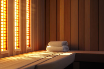 Wall Mural - Empty infrared sauna is waiting for clients to come and enjoy its benefits