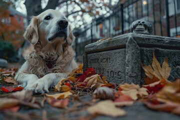 Golden Retriever on a Fall Day