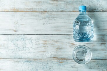 Poster - Water Bottle on Wooden Surface