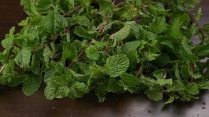 Fresh green mint leaves, Concept healthy diet.