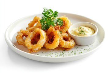 Wall Mural - Crispy Fried Calamari with Creamy Dip