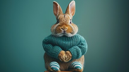 Wall Mural - Cute Bunny in a Sweater