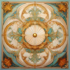 Barocco, barocco ornate marble ceiling with non linear reformation design. Elegant ceiling with intricate embellishments.