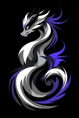 Poster - Fantasy Dragon Illustration with White, Gray, and Blue Fur