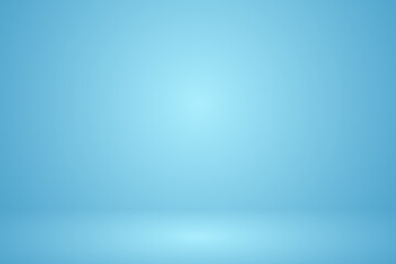 Wall Mural - empty blue soft smooth blur 3d room background, studio background in light blue gradient color, back