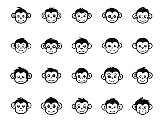 Wall Mural - Monkey head clipart design illustration