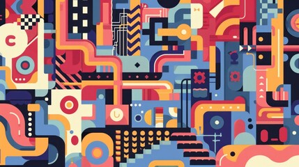 Wall Mural - Abstract Colorful Geometric Pattern Design.