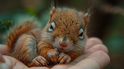 Poster - A Close-up Portrait of a Tiny Squirrel