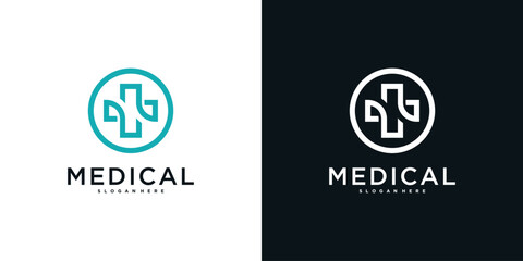 Poster - Medical health services symbol logo design. Premium Vector