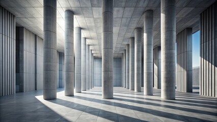 Poster - Modern building with concrete bias columns creating a unique space perspective in an abstract background , Architecture, details