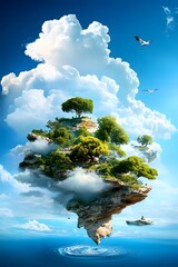 Canvas Print - Floating Island in the Sky.