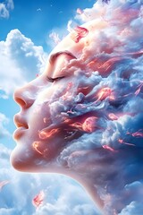 Poster - Woman's Face Formed by Clouds.