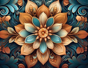 Canvas Print - The image shows a flower pattern with raised petals and intricate details generated by stock