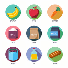 grocery shopping theme, set of icons, isolated on white background