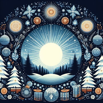 Winter Solstice ,  background, banner, card, poster, template. illustration.