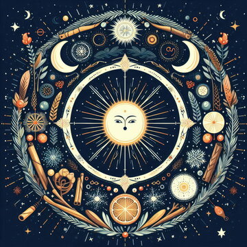Winter Solstice ,  background, banner, card, poster, template. illustration.