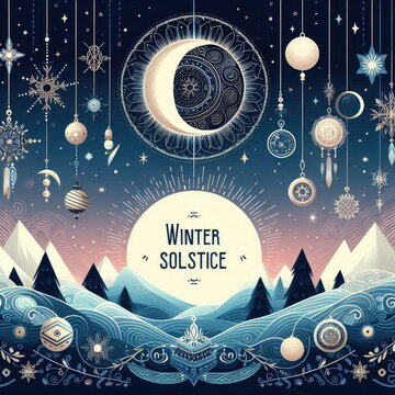 Winter Solstice ,  background, banner, card, poster, template. illustration.