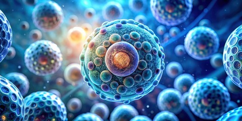 Aufkleber - Abstract cell under microscope in macro organic render , biology, microscopic, science, structure, cellular, medical