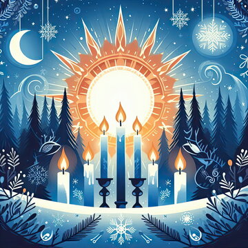 Winter Solstice ,  background, banner, card, poster, template. illustration.