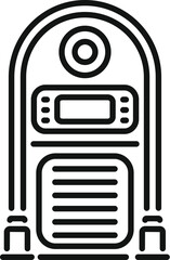 Poster - simple outline icon of a vintage radio receiver playing music, suitable for music and audio related 