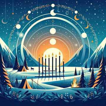Winter Solstice ,  background, banner, card, poster, template. illustration.