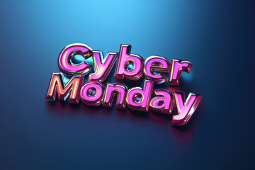 Poster - Glossy cyber monday 3d lettering reflecting on blue background