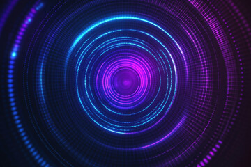 Poster - Abstract technology background is forming with glowing purple and blue neon circles
