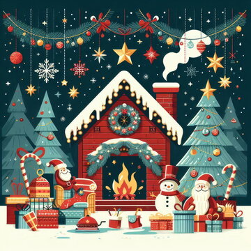 Christmas Eve ,  background, banner, card, poster, template. illustration.