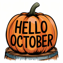 hello october isolated on white background