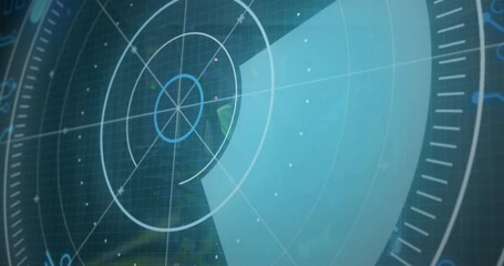 Poster - Analyzing documents, person with radar screen animation in background