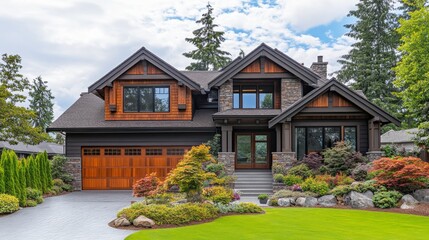 Poster - A large house with a big yard and a driveway