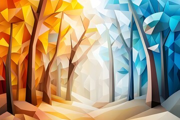 Canvas Print - Abstract Forest in Autumn and Winter.