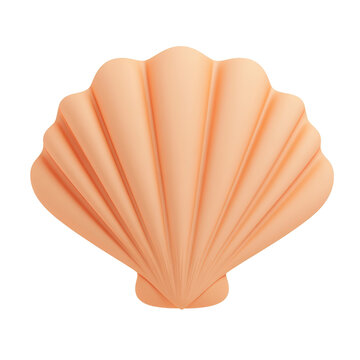 cute seashell 3d render icon isolated on transparent background cutout