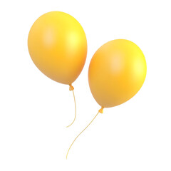 Wall Mural - two yellow balloons 3d render icon isolated on transparent background cutout