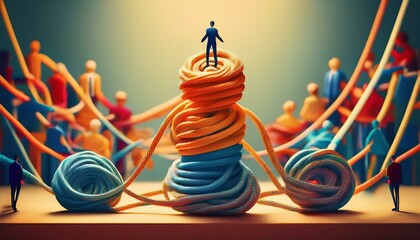 an organizational model that combines tangled ropes with another organized rope team that succeeds.