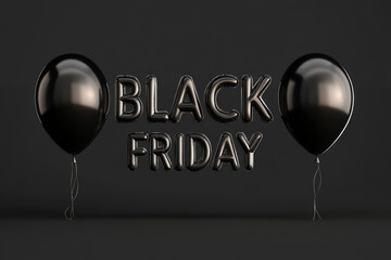 Poster - Black friday text formed with balloons floating on a dark background