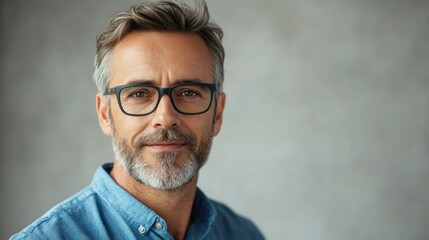 Portrait of a man with a beard and glasses