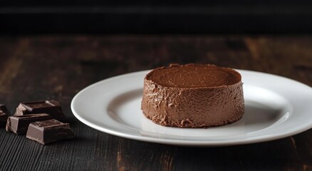 Wall Mural - Delicious Chocolate Mousse on a White Plate