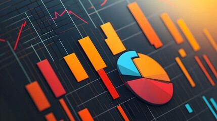 Poster - Detailed financial chart with various business and accounting metrics displayed on an isolated background ideal for use in financial reports data visualizations and corporate presentations