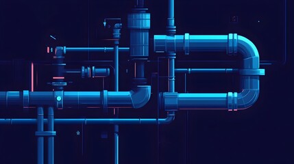 Poster - detailed of a water supply pipeline network system showcasing the infrastructure and technology used