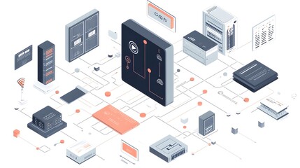 Poster - a flat image of an infographic that clearly outlines the process of data storage and retrieval withi