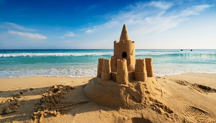 Canvas Print - Sandcastle on the sea in summertime