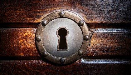 The master key hole. Security, vault, safe keeping concept. keyhole of old door or chest