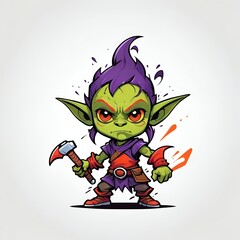 Sticker - Cute Green Goblin Cartoon Character